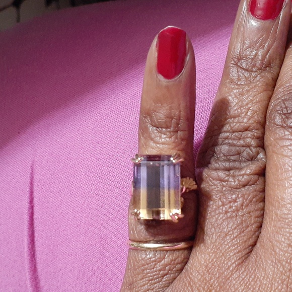 14K yg Emerald cut Ametrine size 6 - Picture 8 of 8